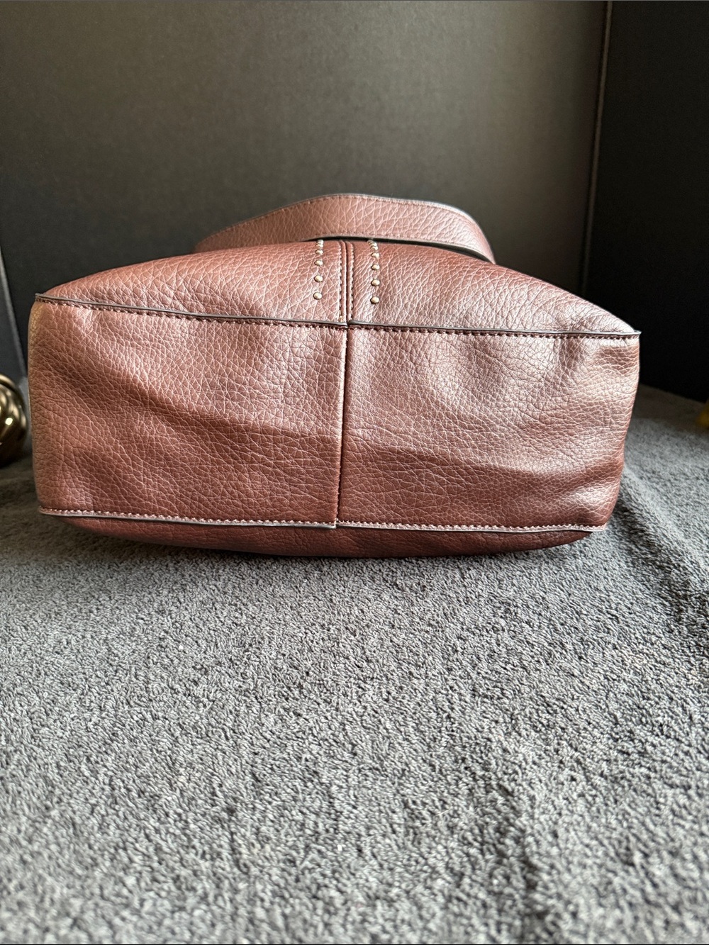 Brown Leather Studded Shoulder Bag - Women - Picture 6 of 8